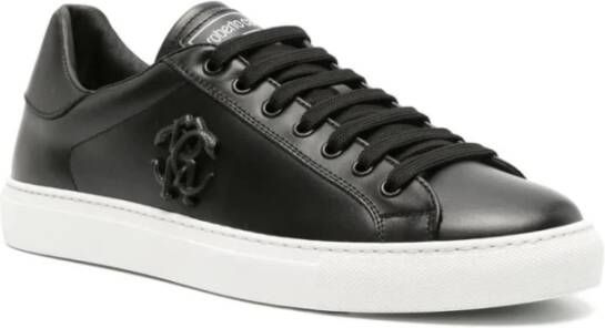 Roberto Cavalli Zwarte Leren Casual Trainers Sneakers Black Heren