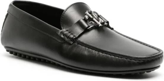 Roberto Cavalli Zwarte leren loafers casual plat Black Heren