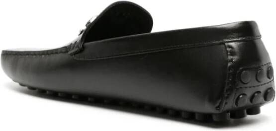 Roberto Cavalli Zwarte leren loafers casual platte Black Heren