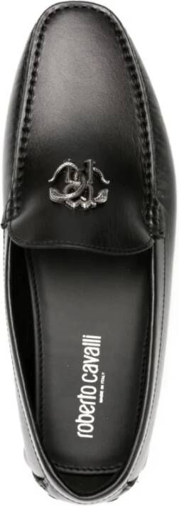 Roberto Cavalli Zwarte leren loafers casual platte Black Heren