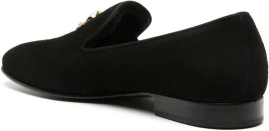 Roberto Cavalli Zwarte leren loafers casual platte schoenen Black Heren