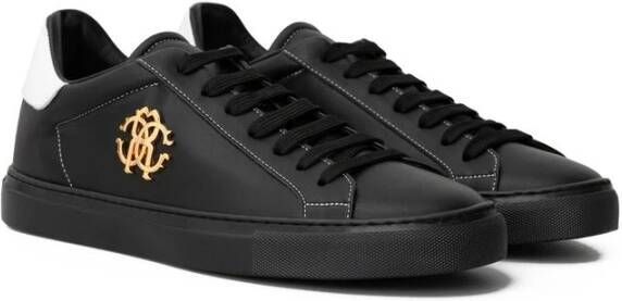 Roberto Cavalli Zwarte Leren Sneaker Black Heren