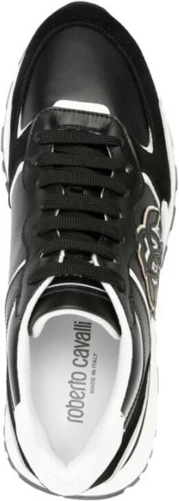 Roberto Cavalli Zwarte Suède Casual Sneakers Black Heren