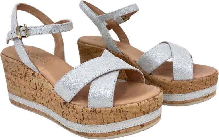 Roberto d'Angelo Witte sleehak sandalen met bruine hak White Dames