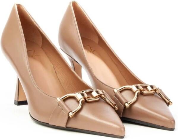 Roberto Festa 70`s Stijl Leren Pumps Beige Dames