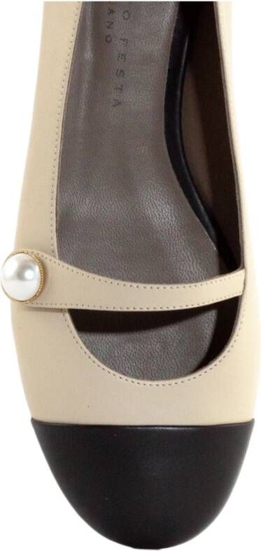 Roberto Festa Beige Leren Ballerina Schoenen Beige Dames