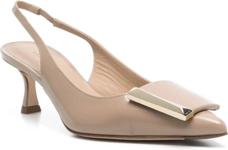 Roberto Festa Beige Leren Medina Pumps met Appliqué Beige Dames