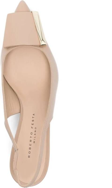 Roberto Festa Beige Leren Medina Pumps met Appliqué Beige Dames