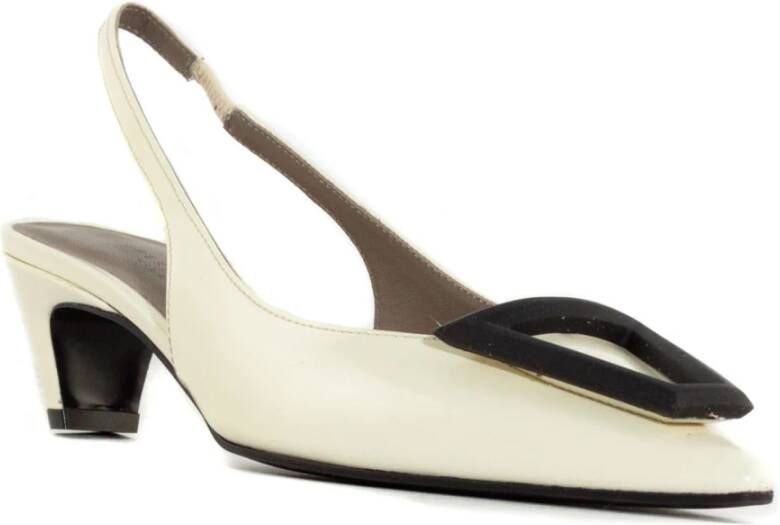 Roberto Festa Beige Leren Slingback Hakken White Dames