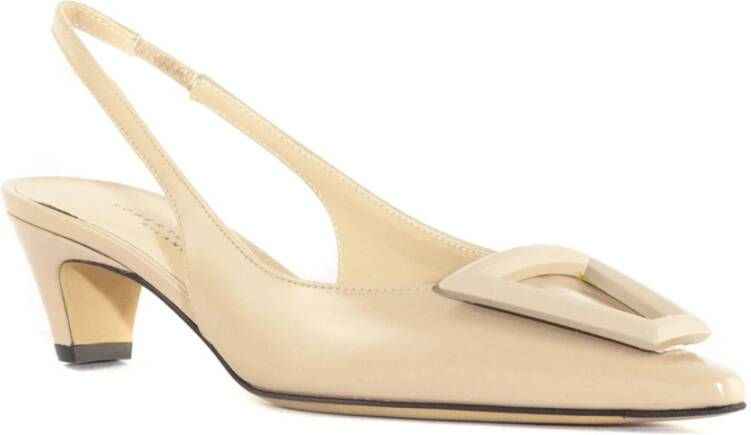 Roberto Festa Beige Leren Slingback Sandalen Beige Dames