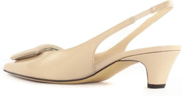 Roberto Festa Beige Leren Slingback Sandalen Beige Dames