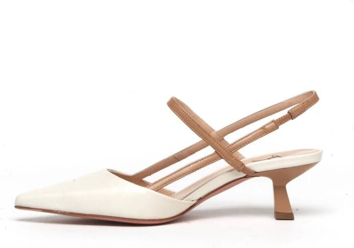 Roberto Festa Beige leren slingback sandalen White Dames