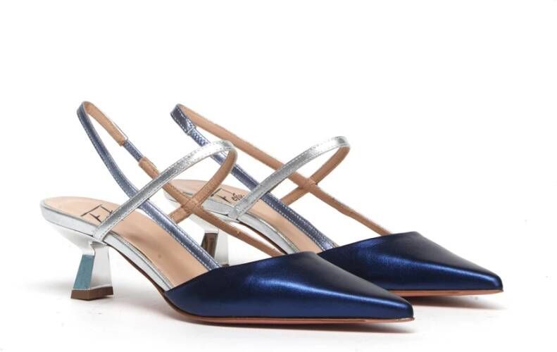 Roberto Festa Blauw Avio Zilver Leren Slingback Blue Dames