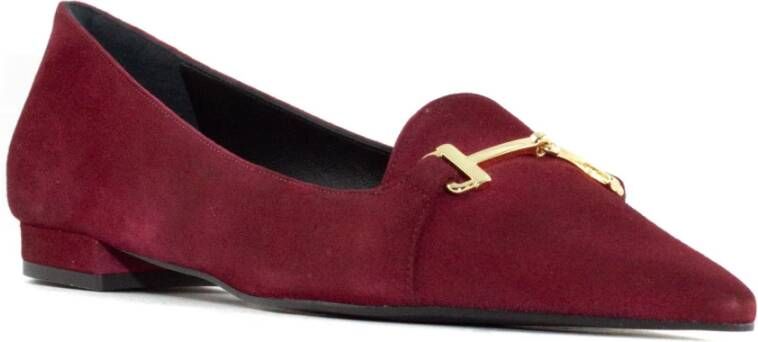 Roberto Festa Bordeaux Suede Loafer met Metalen Horsebit Red Dames