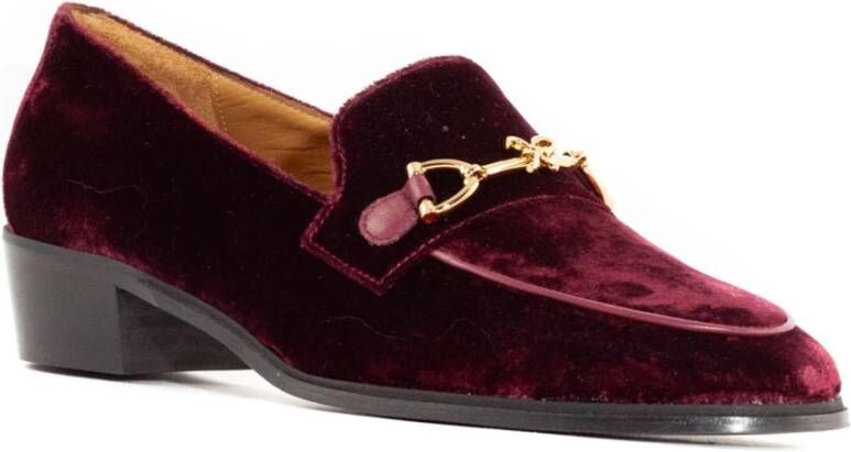 Roberto Festa Bordeaux Velvet Axel Loafer Goud-tone Red Dames