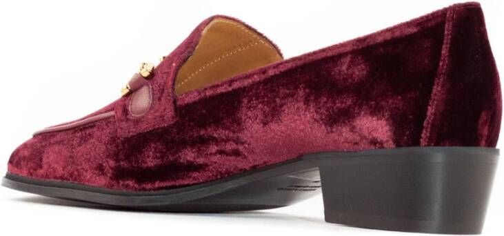 Roberto Festa Bordeaux Velvet Axel Loafer Goud-tone Red Dames