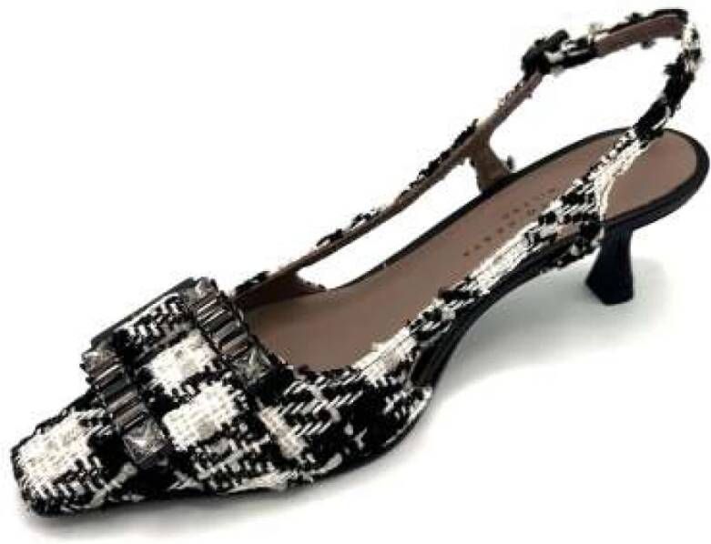 Roberto Festa Chique Tweed Slingback met Kristal Gesp Black Dames