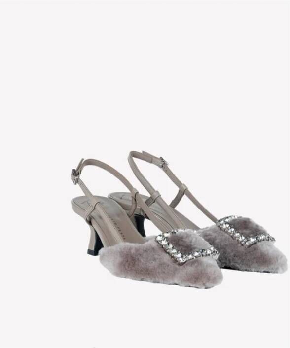 Roberto Festa Ecopelliccia Slingback Juweel Platte Schoenen Gray Dames