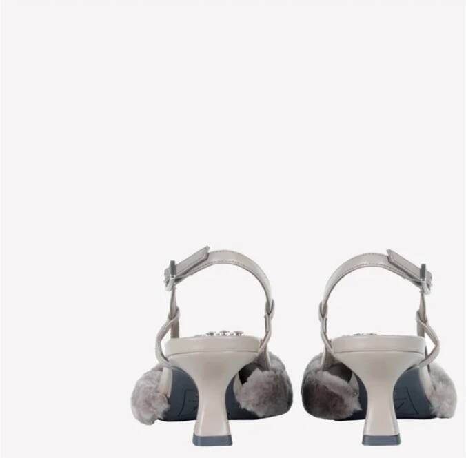 Roberto Festa Ecopelliccia Slingback Juweel Platte Schoenen Gray Dames