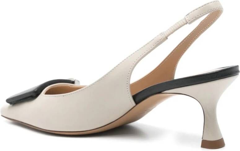 Roberto Festa Elegante Beige Leren Slingback Sandalen Beige Dames