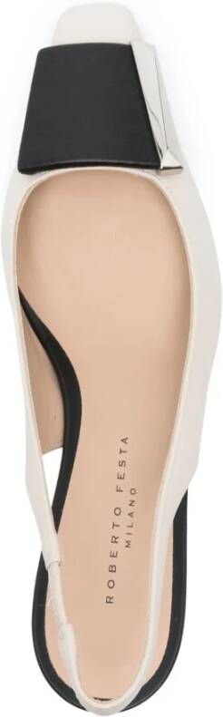 Roberto Festa Elegante Beige Leren Slingback Sandalen Beige Dames