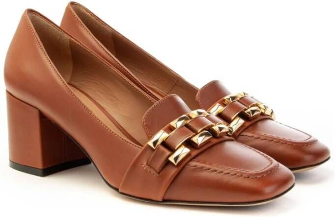 Roberto Festa Elegante Leren Loafer met Uniek Accessoire Brown Dames