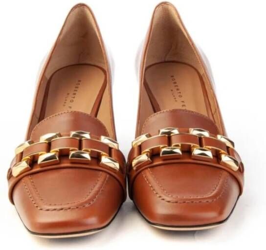 Roberto Festa Elegante Leren Loafer met Uniek Accessoire Brown Dames