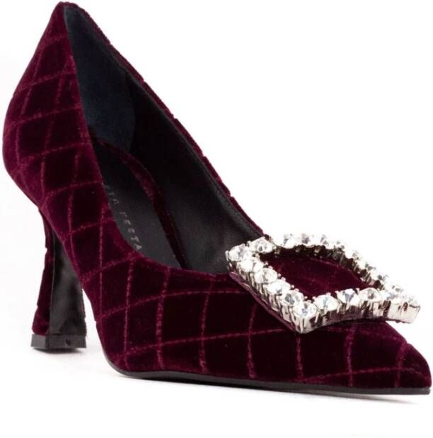 Roberto Festa Gestikte Velvet Lilly Pumps Bordeaux Red Dames