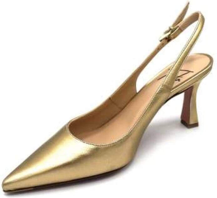 Roberto Festa Gouden Gelamineerde Slingback Hakken Yellow Dames