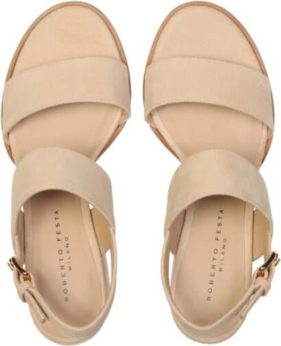 Roberto Festa Handgemaakte Minimalistische Assia Sandalen Beige Dames