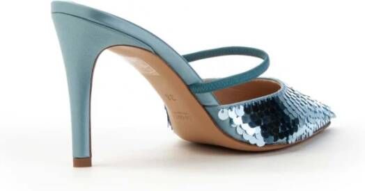 Roberto Festa Zijden Paillet Slingback Sandaal Blauw Dames