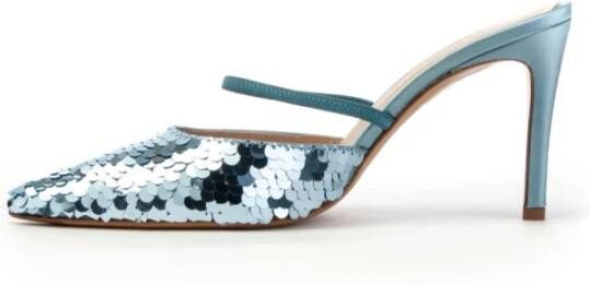 Roberto Festa Zijden Paillet Slingback Sandaal Blauw Dames