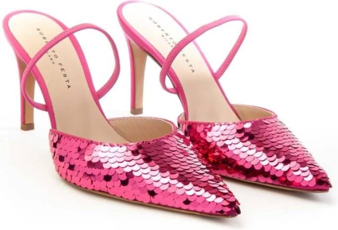 Roberto Festa Posik Slingback Sandaal Handgemaakt Italiaans Ontwerp Roze Dames