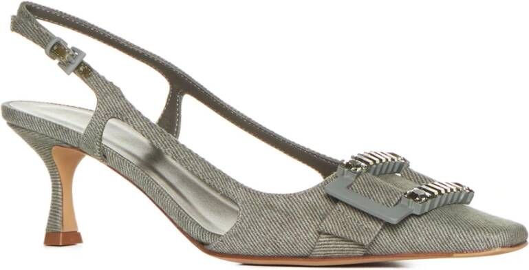 Roberto Festa Kristalversierde puntige slingback-hakken Green Dames