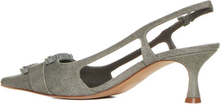 Roberto Festa Kristalversierde puntige slingback-hakken Green Dames