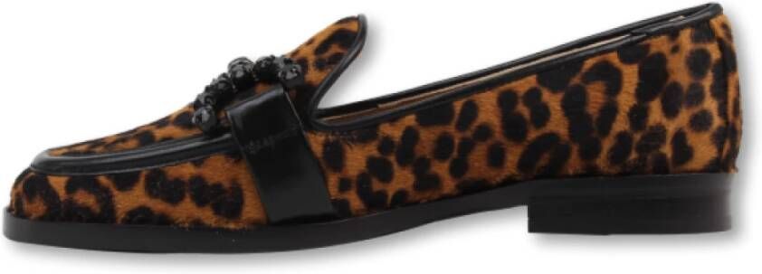 Roberto Festa Luipaardprint Loafer Enkellaarzen Brown Dames