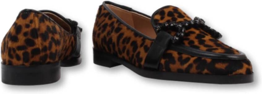 Roberto Festa Luipaardprint Loafer Enkellaarzen Brown Dames