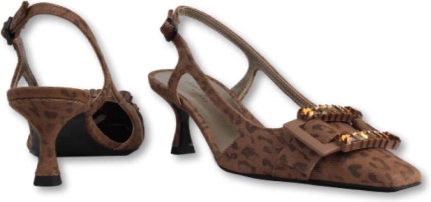 Roberto Festa Luipaardprint Slingback Hakken Brown Dames