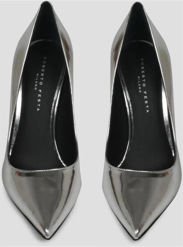 Roberto Festa Metallic Leren Stiletto Pumps Fw22 Gray Dames