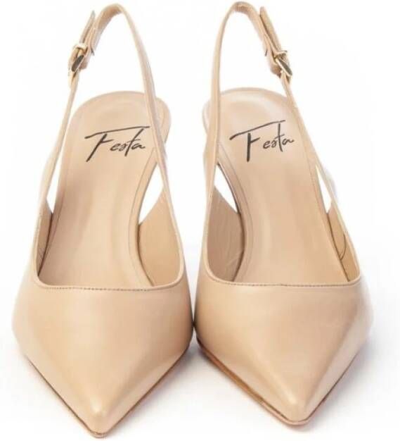 Roberto Festa Nappa Slingback Frans Tacco 70mm Beige Dames