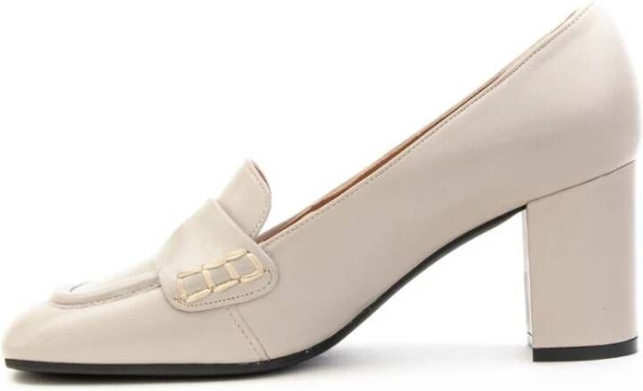 Roberto Festa Bloemenleren Moccasin Hakken Beige Dames