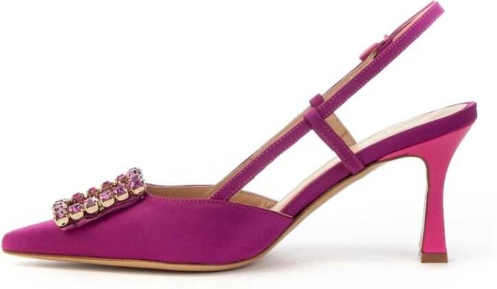 Roberto Festa Slingback pumps met juweeldetail Paars Dames