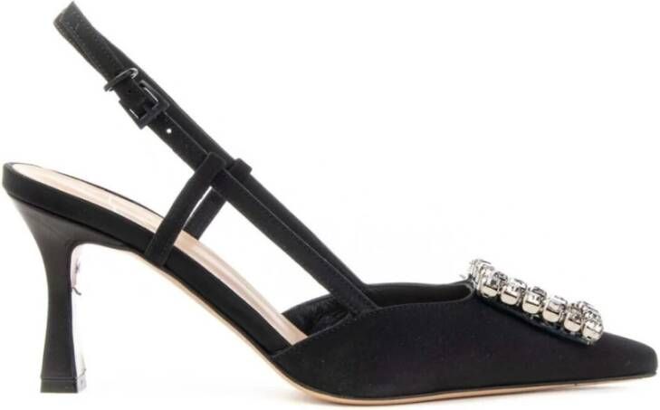 Roberto Festa Slingback pumps met juweeldetail Zwart Dames