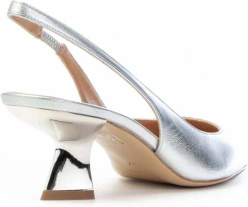 Roberto Festa Metallic Leren Slingback Hakken Grijs Dames