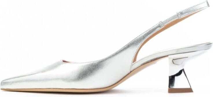 Roberto Festa Metallic Leren Slingback Hakken Grijs Dames