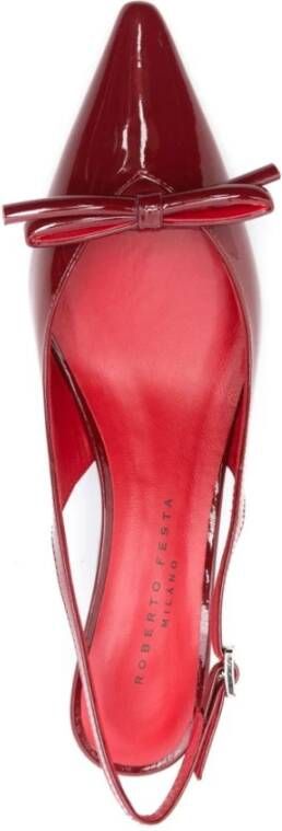 Roberto Festa Rode Patent Slingback Kitten Heel Pumps Red Dames