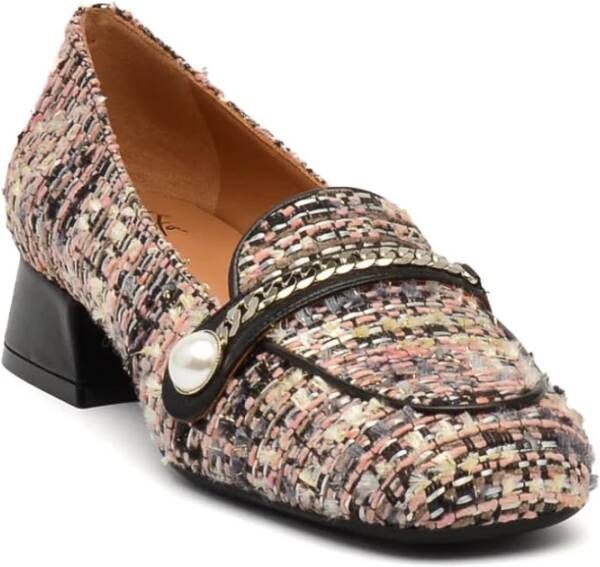 Roberto Festa Roze Tweed Loafer Schoen Multicolor Dames