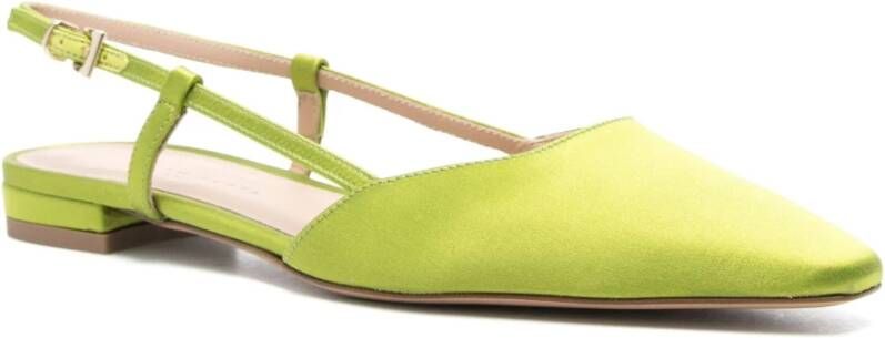 Roberto Festa Satin Slingback Platte Schoenen Green Dames