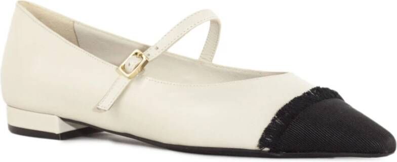 Roberto Festa Witte Ballerina Schoenen met Zwarte Detail White Dames