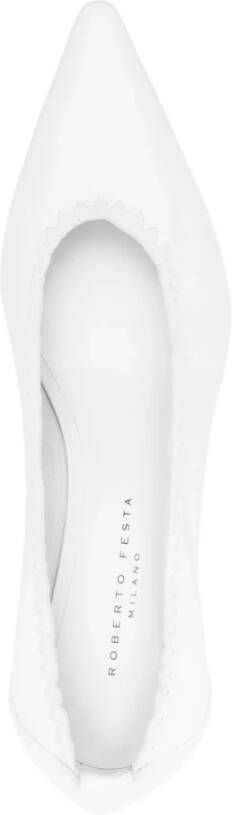 Roberto Festa Witte Leren Iris Pumps 50mm Hak White Dames